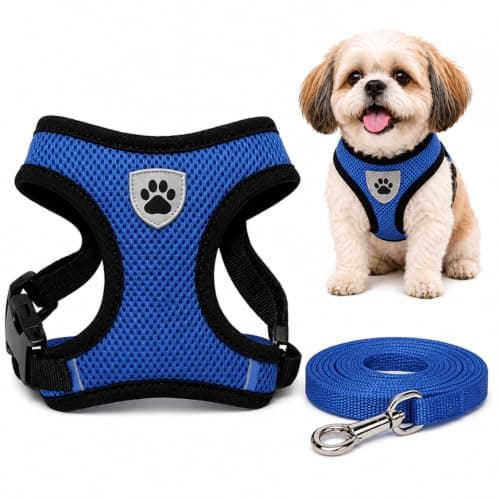 Coleira Peitoral para Cachorro com Guia Ajustável e Faixa Refletiva (Azul G)
