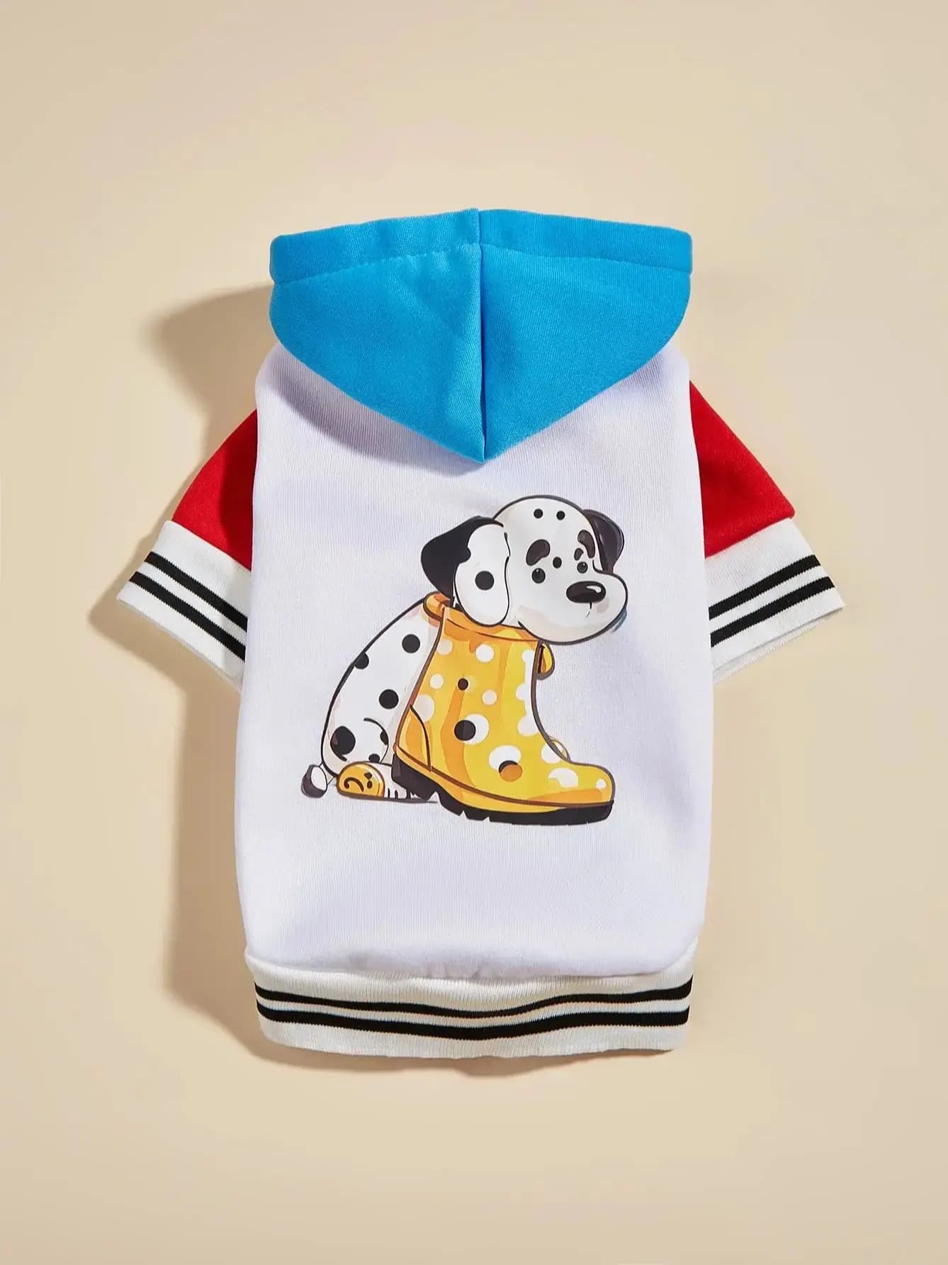 Quente e confortável pet roupas, cão e gato jaqueta padrão capa de chuva, cachorro vestindo botas de chuva, azul, branco e vermelho, novo, 1