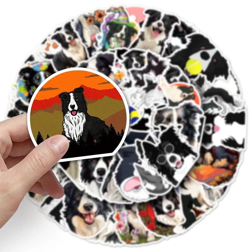 10/50PCS Adesivos de Graffiti Border Collie, Adesivos de Decoração de Cachorro Fofo para Computador, Caderno, Material de Escritório, Brinquedos DIY