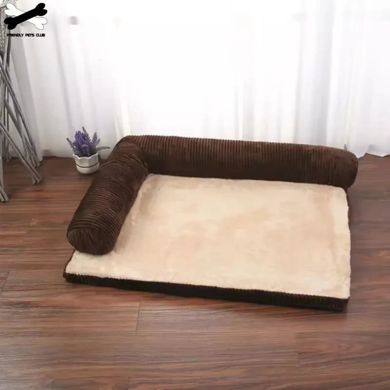 Cama para cachorro com almofada macia em formato de L, capa lavável à máquina e tapete removível, casinha para gatos e cachorros de porte médio e grande.