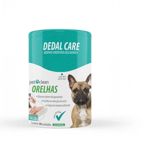 Pet Clean Dedal Care Orelhas para Cães e Gatos, Kit com 30 Unidades Descartáveis Limpeza Auricular Prática e Segura