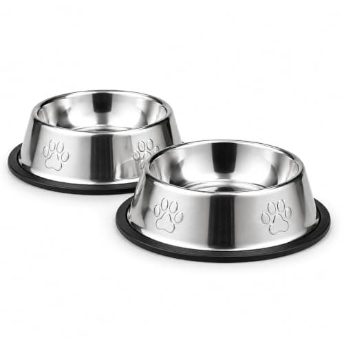 Kit 2 Tigelas Inox para Pet 800ml, Comedouro e Bebedouro, Base Antiderrapante, Ideal para Ração e Água, Cães e Gatos, Porte Pequeno e Médio, Para Alimentação Diária