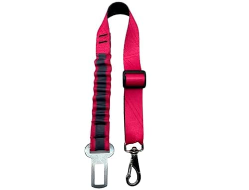 Cinto de Segurança Pet Universal com Sistema de Amortecimento, Ajustável 48-72cm, Mosquetão Giratório com Trava de Segurança para Veículos (rosa)