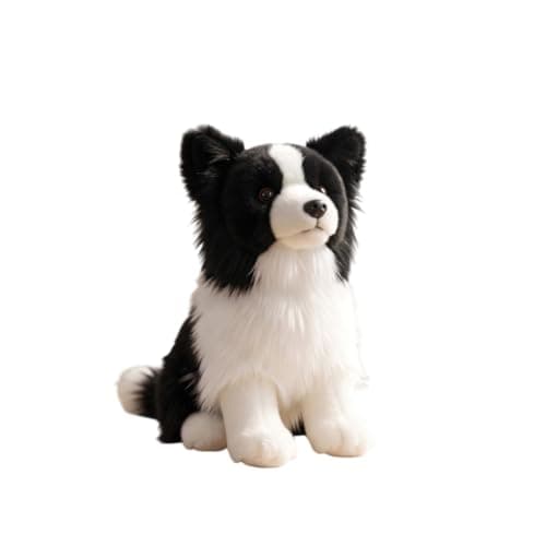 YIJU Cachorro de pelúcia Border Collie, brinquedo, animal de estimação, companheiro gentil com textura macia, ideal para de dormir, decoração de, 24cm, Border Collie Sentado