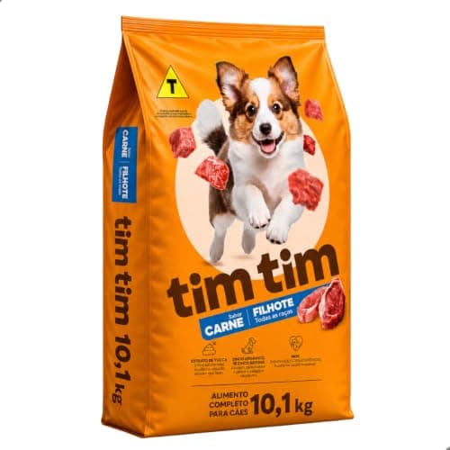 Ração Tim Tim Dog para Cães Filhotes Sabor Carne 10,1 KG
