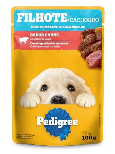Ração Úmida Para Cachorros Filhotes Pedigree Sachê, Carne, 100 g
