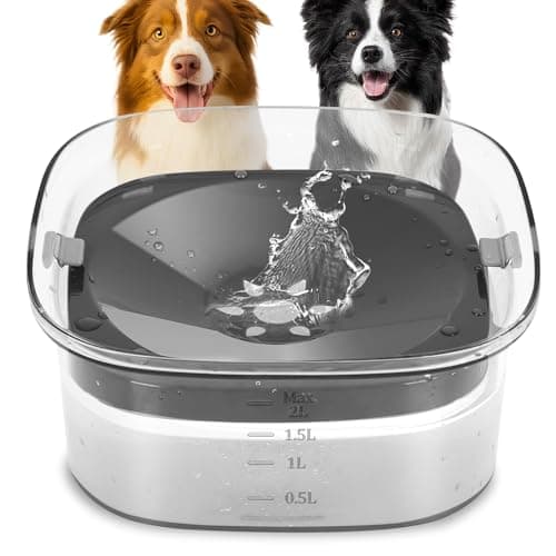 Bebedouro para Cães, Bebedouro Cachorro, Bebedouro Automático Pelo Seco 2L Sistema Anti-Respingo, 21 21 9.4 cm