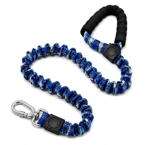 Guia De Passeio Corda Reforçada Com Mola Amortecedor Cães Cachorro Grande Médio Porte Resistente - SHACK (Macho) - Cores sortidas