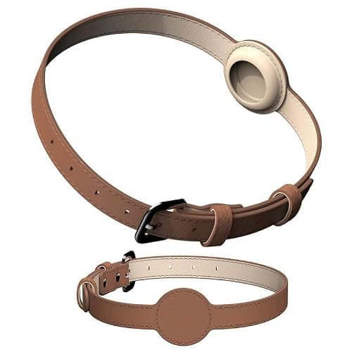 Coleira Para Rastreador AirTag Gps Cachorro Cães Cão Pet (Marrom, G)