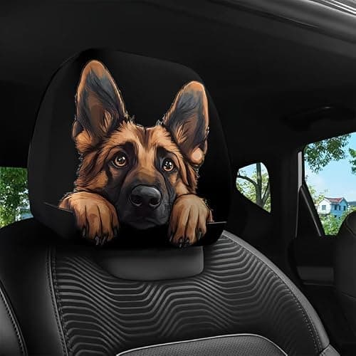 2 capas de encosto de cabeça para carro Border Collie Sheepdog - Protetores de assento com design de cão de trabalho com ajuste elástico universal - Acessórios automotivos laváveis para viagens