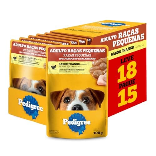 Pack Ração Úmida Pedigree Sachê Frango ao Molho para Cães Adultos de Raças Pequenas - Leve 18 Pague 15