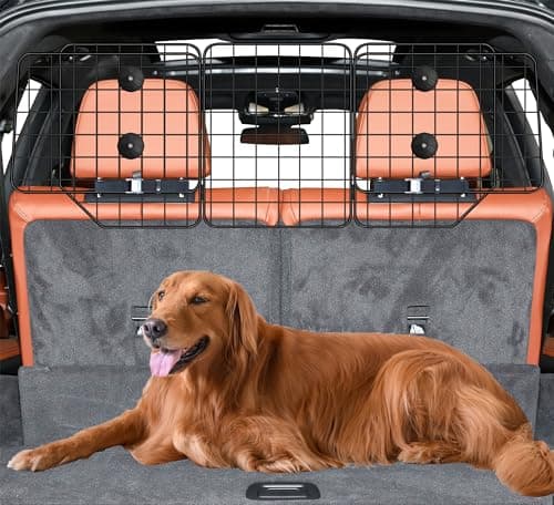 CASIMR Barreira de carro de cachorro para SUVs, veículos, caminhões, carros, divisória ajustável para animais de estimação, área de carga universal, barreiras de malha de arame pesadas, capa de