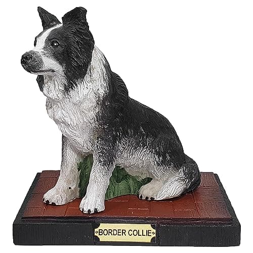 Cachorro Cão Estátua Enfeite Resina Estatueta Border Collie (Preto)