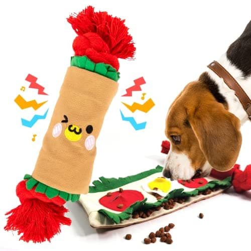 lilfrd Burrito Snuffle Mat Brinquedo para cães, corda enrugada, brinquedo de taco